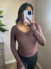 Load image into Gallery viewer, Lace Trim Top - Brown
