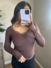 Load image into Gallery viewer, Lace Trim Top - Brown
