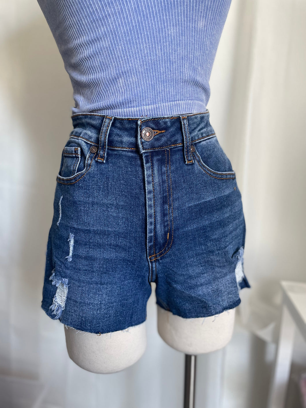 Dark Blue Denim Shorts