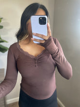 Load image into Gallery viewer, Lace Trim Top - Brown
