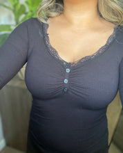 Load image into Gallery viewer, Lace Trim Top - Black
